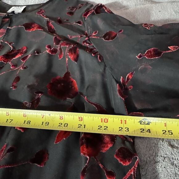 VTG Whimsigoth Velvet Burnout Kimono Sz 22 Floral Fairy Grunge Sheer Open Front - Picture 11 of 13